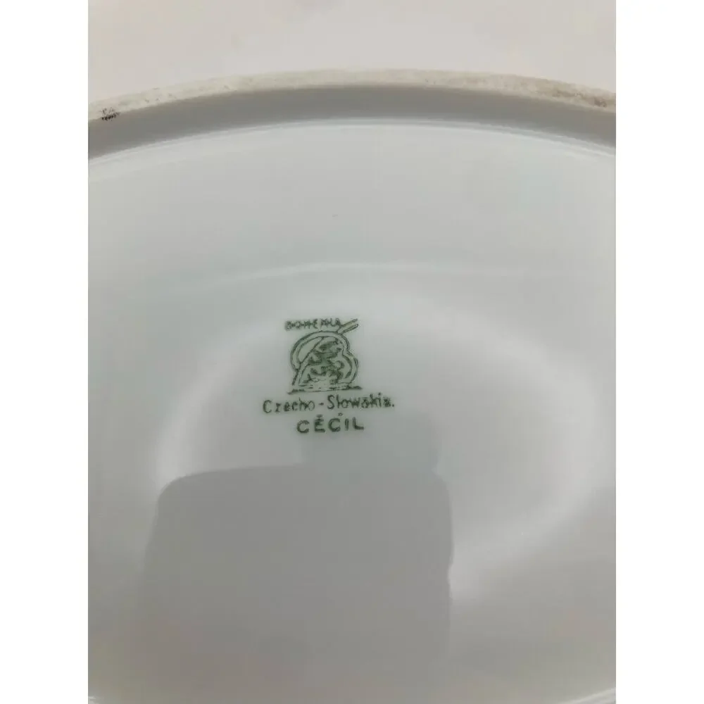 VTG Bohemia Ceramic Works Cecil Pattern Large Oval Au Gratin Dish Czechoslovakia